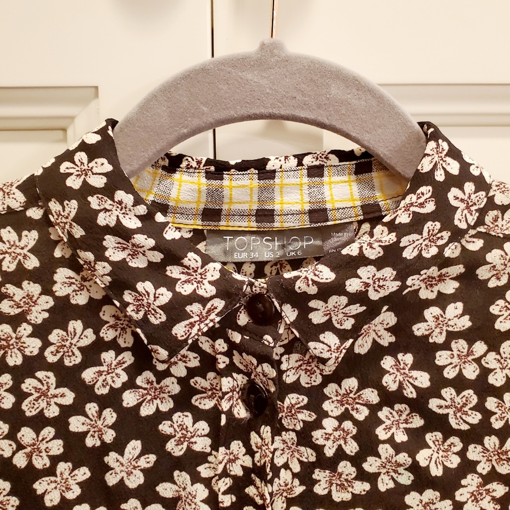 ☆☆TOPSHOP Plaid & Floral Shirt 🇬🇧 - Picture 2 of 4